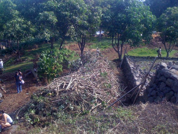 No wheel barrows, no heavy machinery, just human hands