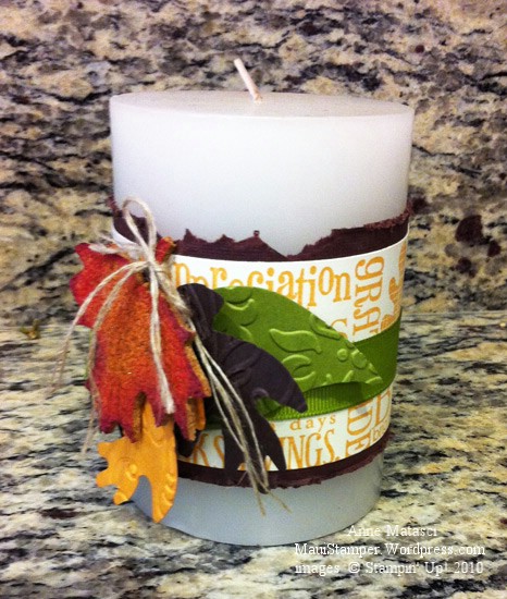 Candle with cork and paper leaves