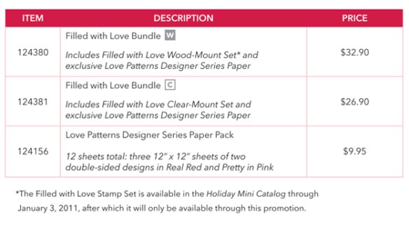 Filled with Love order numbers