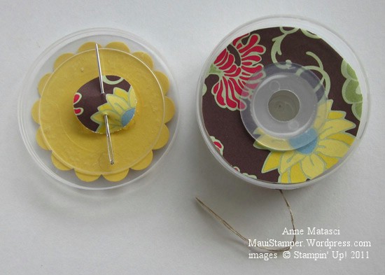 Inside the linen thread container