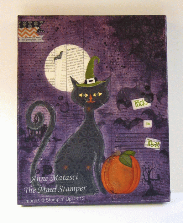 Maui Stamper mixed media Best of Halloween Cat