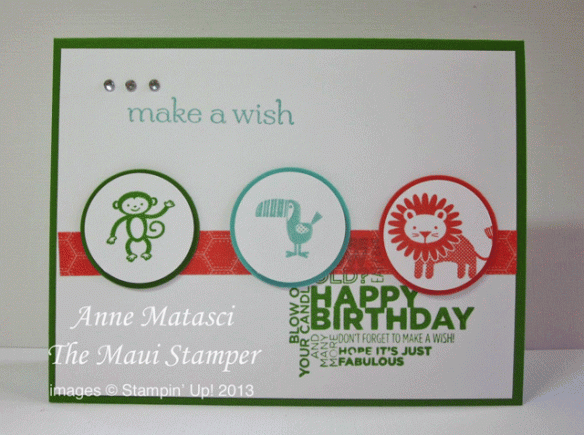 Maui Stamper Handmade card Zoo Babies