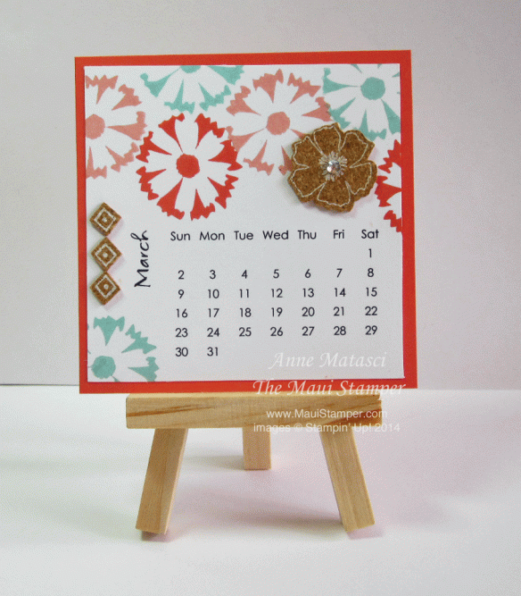 Maui Stamper Easel Calendar March 2014 Petal Parade