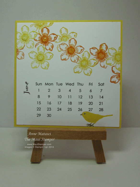 Maui Stamper 2014 DIY Easel Calendar June