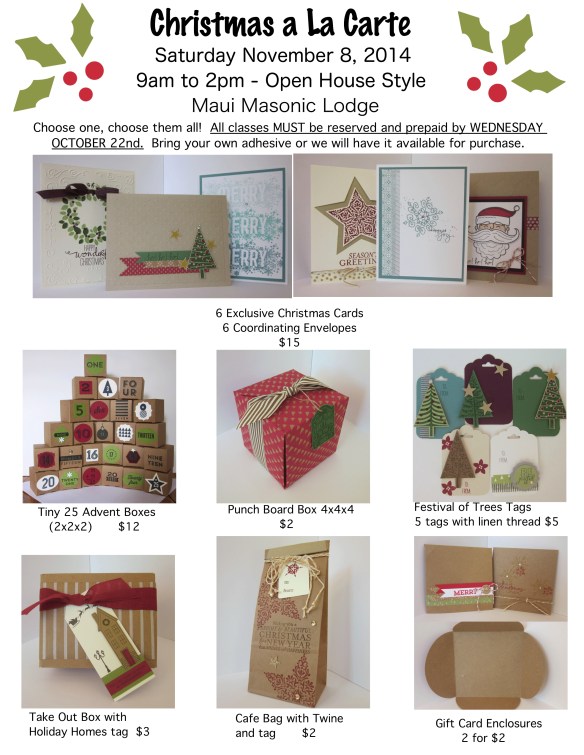 Maui Stamper Christmas A La Carte November 8, 2014