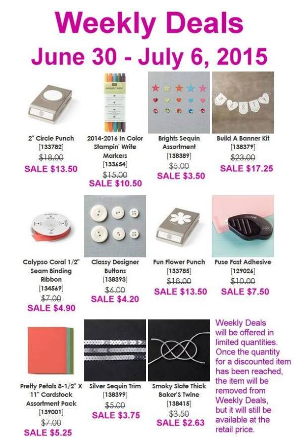 Stampin' Up! Weekly Deals June 30-July 6 2015
