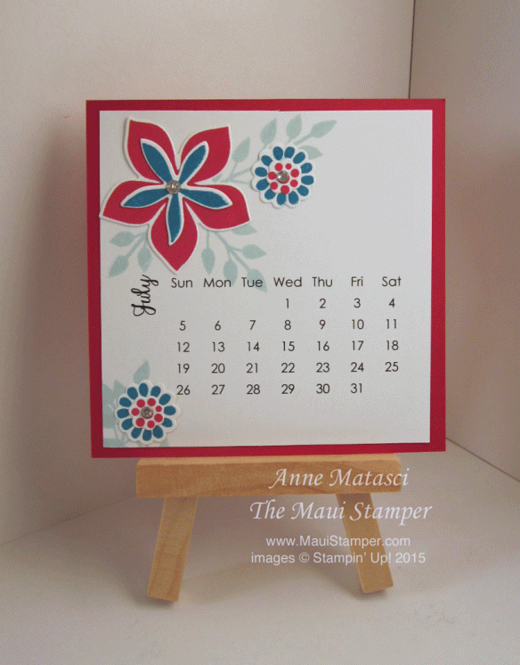 Maui Stamper July 2015 DIY Easel Calendar