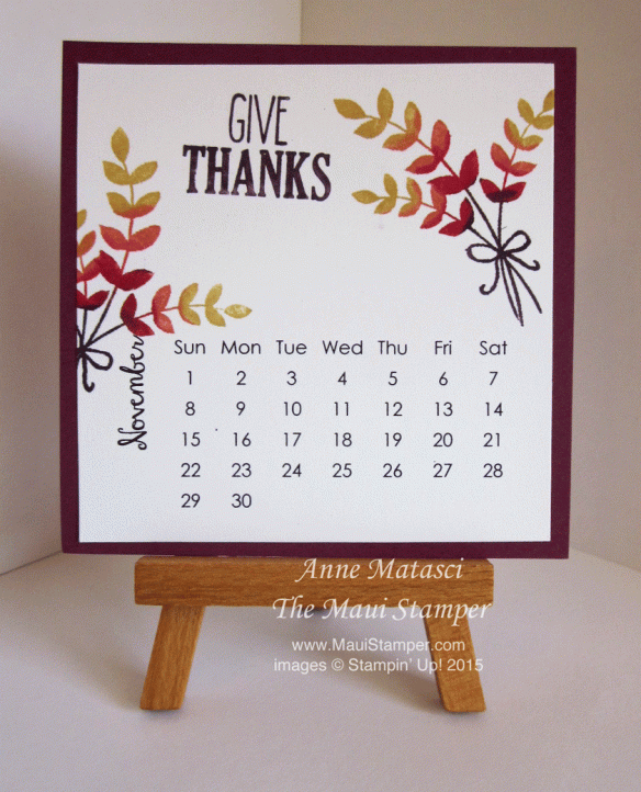 Maui Stamper 2015 Easel DIY Calendar November