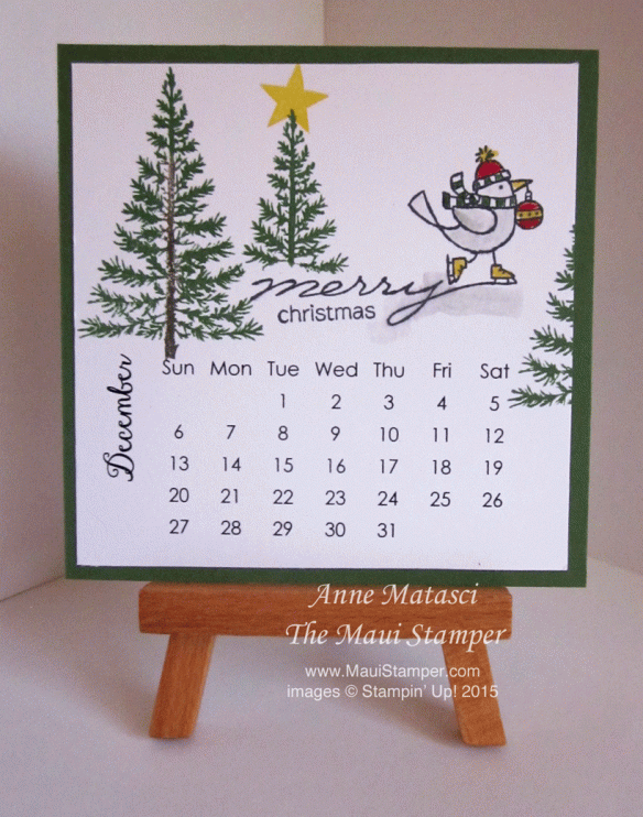 Maui Stamper 2015 Easel DIY Calendar December