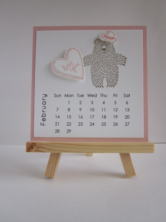 Maui Stamper DIY Easel Calendar Bear Hugs February 2016