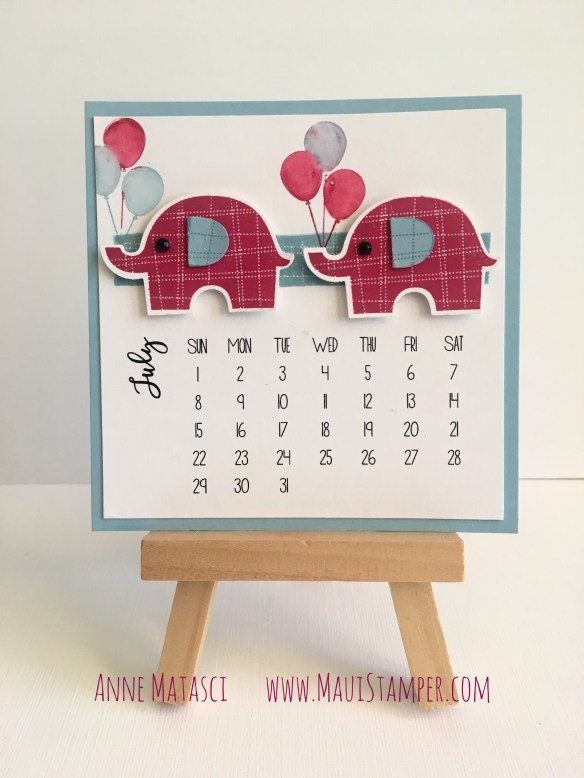 Maui Stamper Stampin' Up! DIY Easel Calendar 2018 Little Elephant
