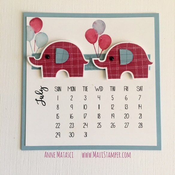 Maui Stamper Stampin' Up! DIY Easel Calendar 2018 Little Elephant