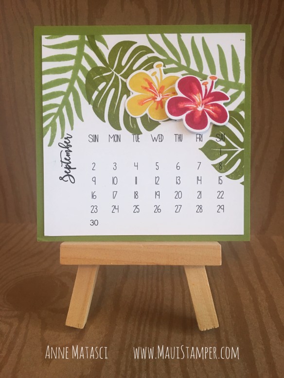 Maui Stamper Stampin' Up! Tropical Chic DIY Easel Calendar September 2018