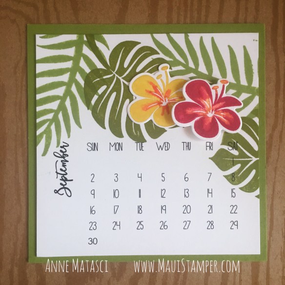 Maui Stamper Stampin' Up! Tropical Chic DIY Easel Calendar September 2018