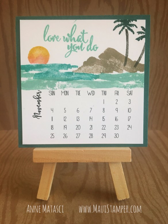 Maui Stamper Stampin' Up! Waterfront DIY November 2018 Easel Calendar