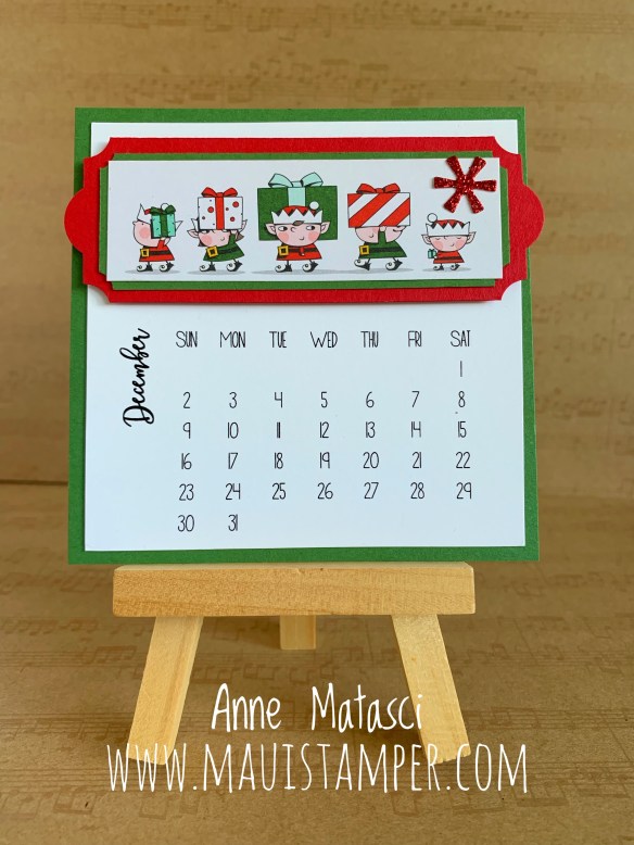 Maui Stampers Stampin' Up! DIY Easel Calendar 2018 Santa's Workshop