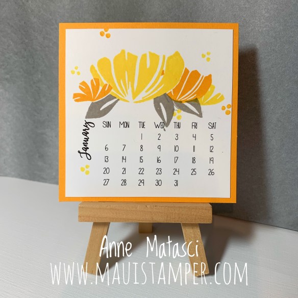 Maui Stamper Stampin' Up! Bloom By Bloom 2019 DIY Easel Calendar January