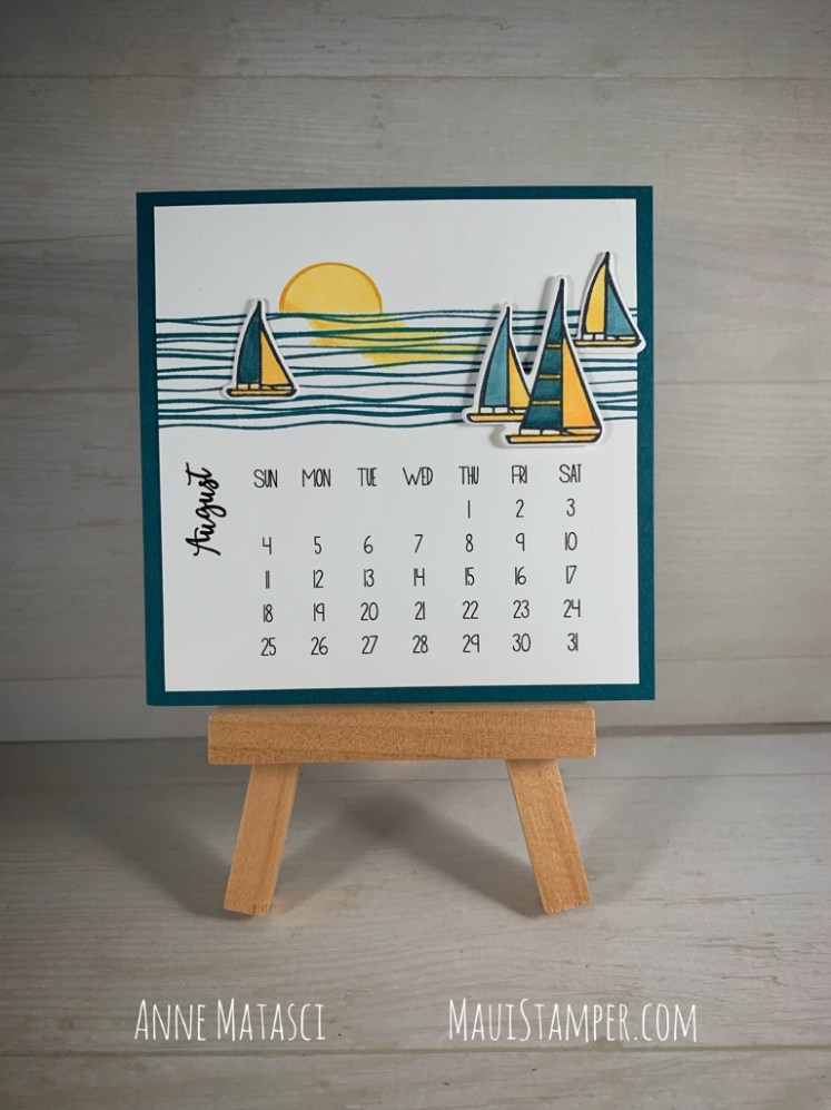 Maui Stamper Stampin Up DIY Easel Calendar Lilypad Lake July 2019