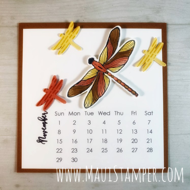 Maui Stamper Stampin Up DIY Easel Calendar November 2020 Dragonfly Garden