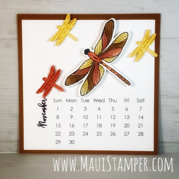 Maui Stamper Stampin Up DIY Easel Calendar November 2020 Dragonfly Garden