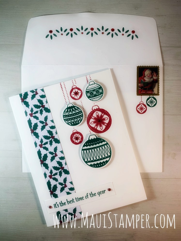 Maui Stamper Stampin Up Ornamental Envelope Handmade Christmas Card