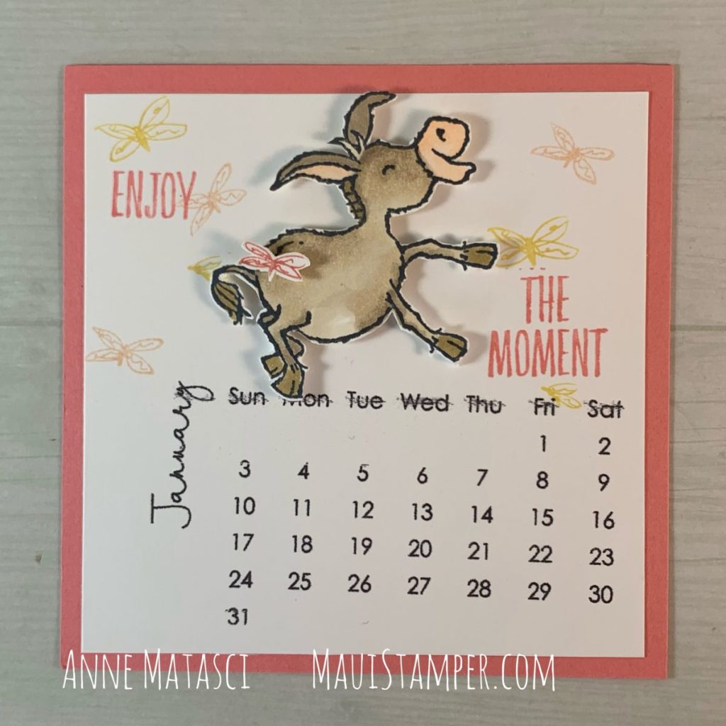 Maui Stamper 2021 January Easel Calendar Darling Donkeys Enjoy the Moment