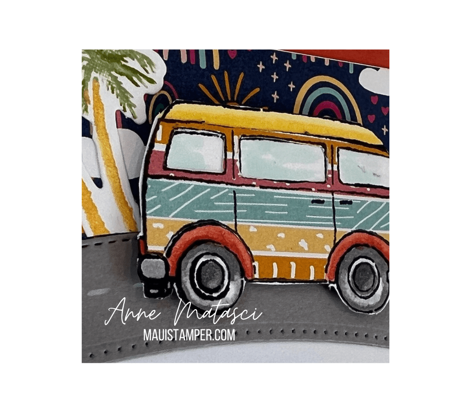 Maui Stamper Stampin Up February 2022 DIY Easel Calendar Driving By Palms dies Sunshine and Rainbows desktop calendar