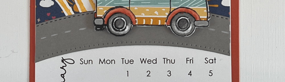 Maui Stamper Stampin Up February 2022 DIY Easel Calendar Driving By Palms dies Sunshine and Rainbows desktop calendar