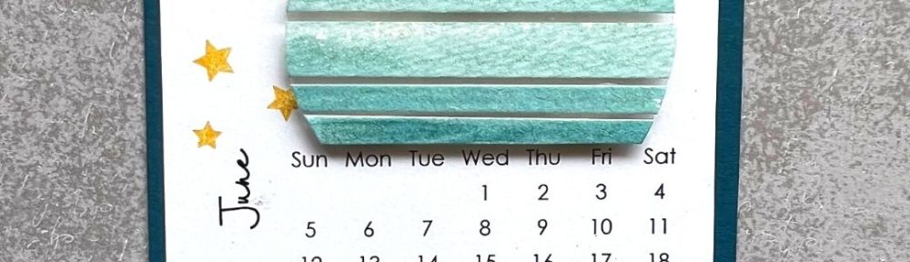 June calendar with a three quarter circle and background of stars