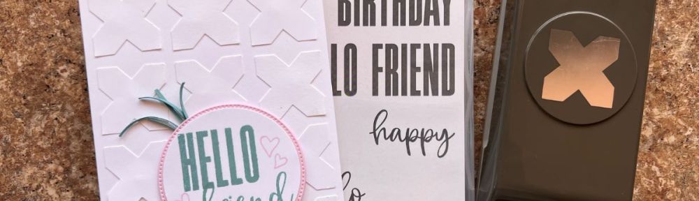 White card with circle offset center and words "HELLO friend"
