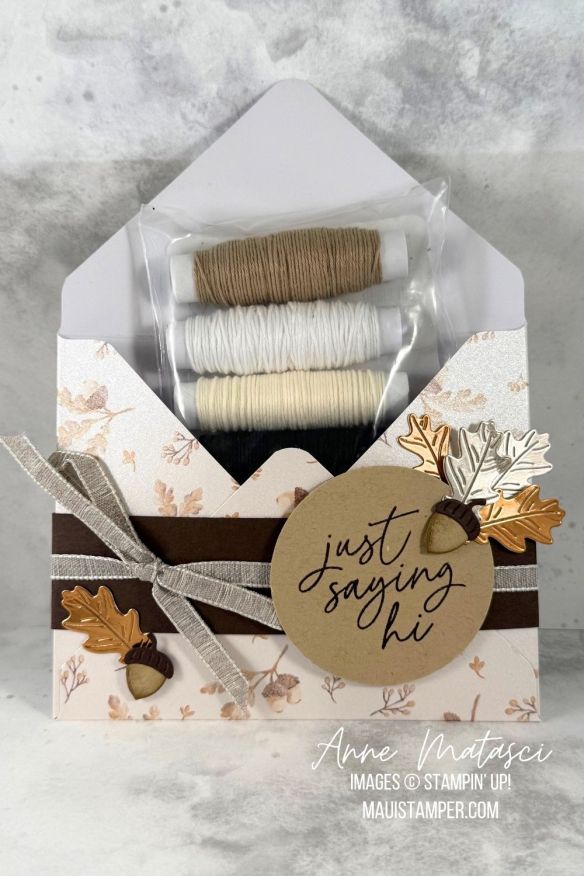 An embellished envelope in autumn colors
