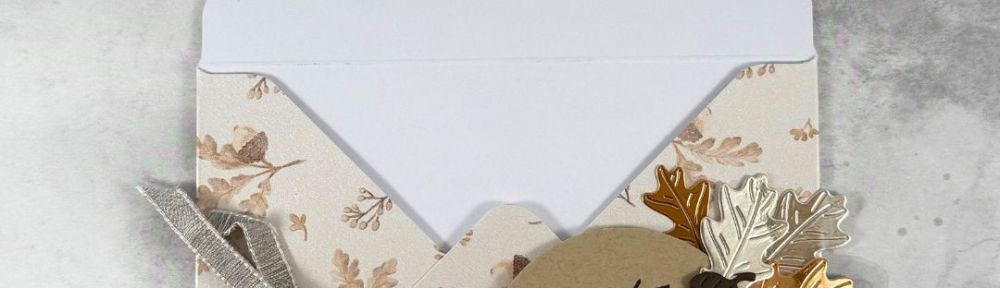 An embellished envelope in autumn colors