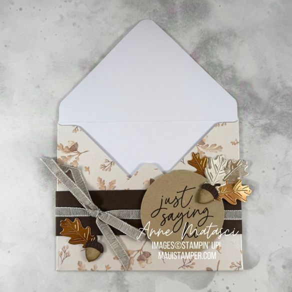 An embellished envelope in autumn colors